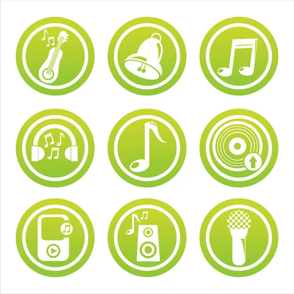 Green musical tools signs — Stock Vector