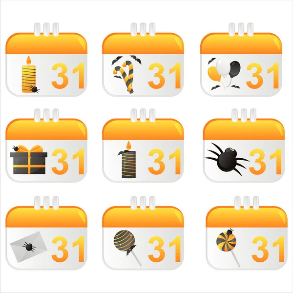 Icônes calendrier Halloween — Image vectorielle