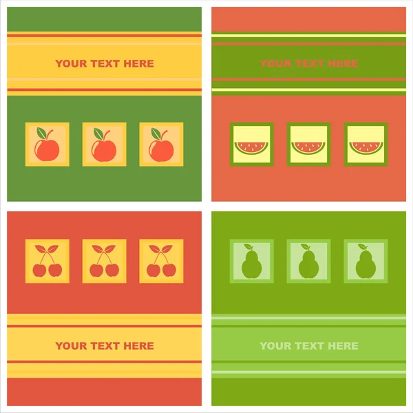 Cartões de frutas bonitos —  Vetores de Stock