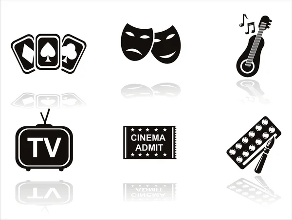Iconos de entretenimiento negro — Vector de stock