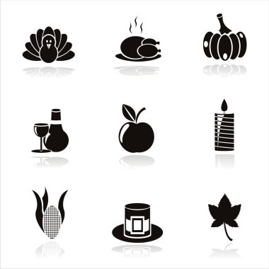 Black thanksgiving day icons clipart