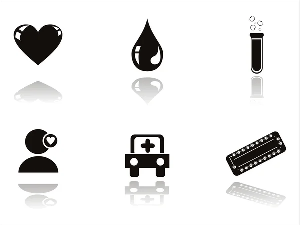 Icônes médicales noires — Image vectorielle