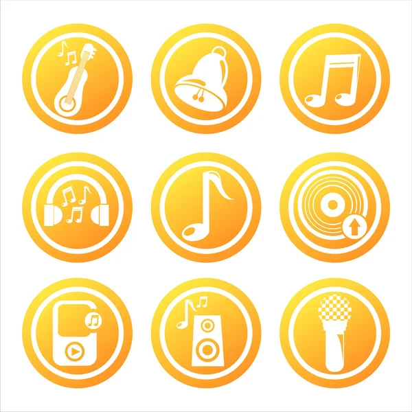 Orange musical tools signs — Stock Vector