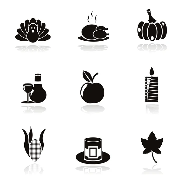 Zwarte thanksgiving day iconen — Stockvector