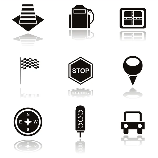 Icônes de trafic noir — Image vectorielle