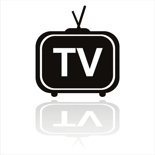 Icono de televisión negro — Vector de stock