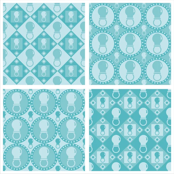 Cute blue baby pacifiers pattern — Stock Vector