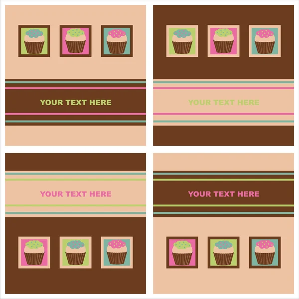 Şirin renkli kek kartları — Stok Vektör