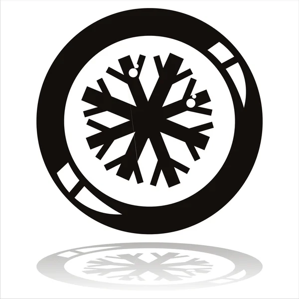 Black snowflake button — Stock Vector