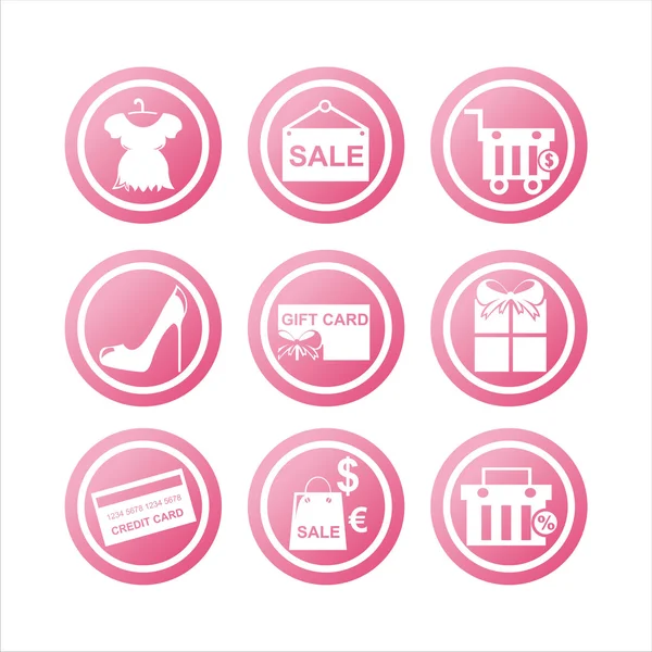 Różowy zakupy znaki — Wektor stockowy