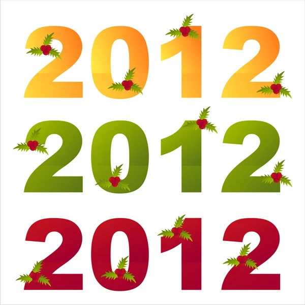 2012 decorated with berries — Stock Vector