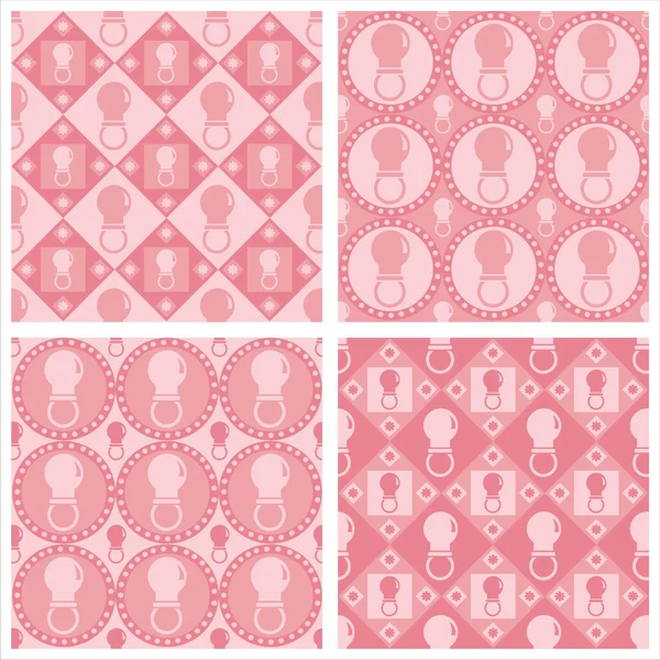 Cute pink baby pacifiers pattern — Stock Vector