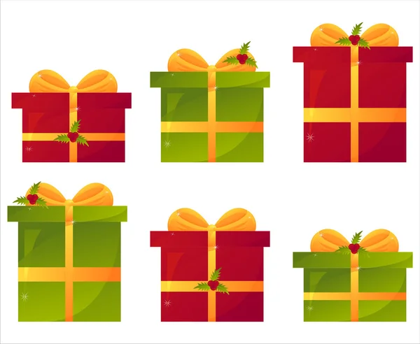 Christmas presents with berries — Stock Vector