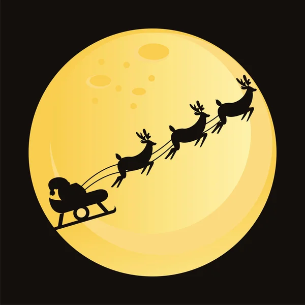 Санта-Клаус з силуетом оленів — стоковий вектор