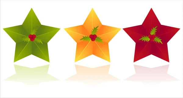 Étoiles de Noël aux baies — Image vectorielle