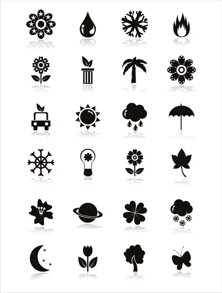 Black nature icons — Stock Vector