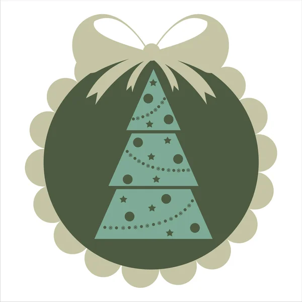 Etiqueta de Natal com árvore — Vetor de Stock