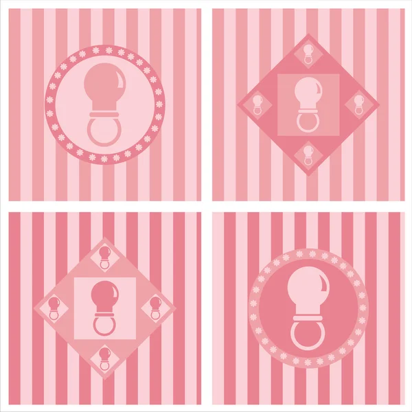 Cute pink baby pacifiers backgrounds — Stock Vector