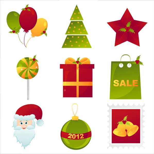 Barevné vánoční ikony — Stockový vektor