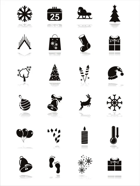 Icônes de Noël noir — Image vectorielle