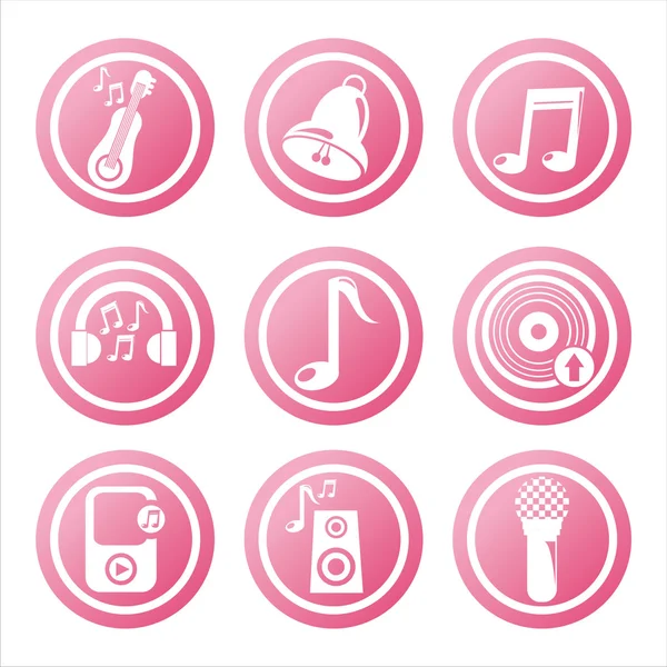 Señales de herramientas musicales rosadas — Vector de stock