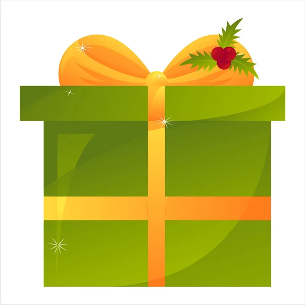 Πράσινο χριστουγεννιάτικο δώρο — Διανυσματικό Αρχείο