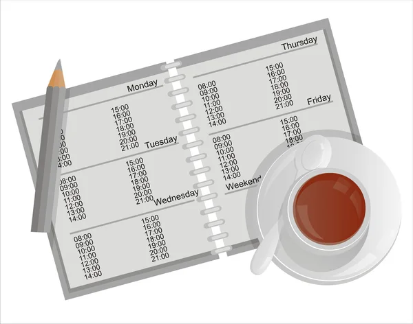 Személyes szervező csésze kávé Vektor Grafikák