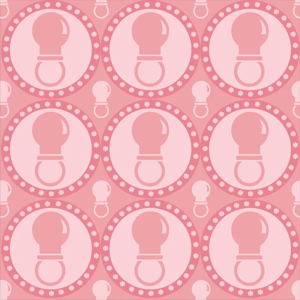 Pink baby pacifiers pattern — Stock Vector