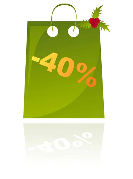緑のクリスマス セール バッグ — ストックベクタ