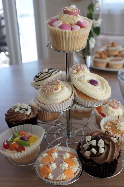 Home made cup cakes on a stand — Stock Photo, Image