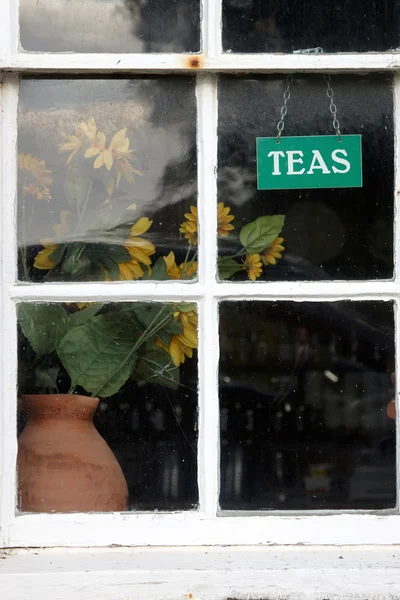 Sunflowers in a window — Stock Photo, Image