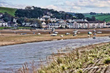 A small village near an estuary clipart