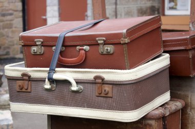 Old style suitcases clipart