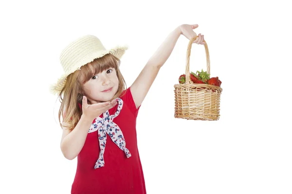 Girl with strawberries — Stock Photo, Image