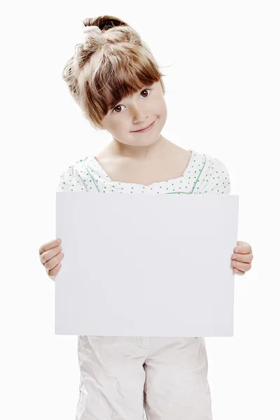 Kağıt levha ile kız — Stok fotoğraf