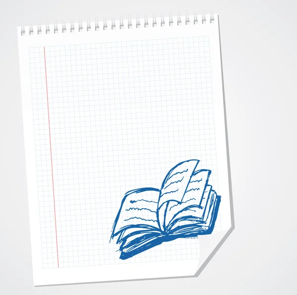 Açık kitap doodle — Stok Vektör