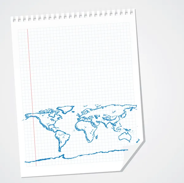 Wereld kaart doodle vector — Stockvector