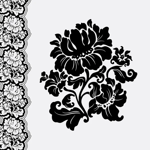 Encaje de flores y bordes, elemento de diseño — Archivo Imágenes Vectoriales