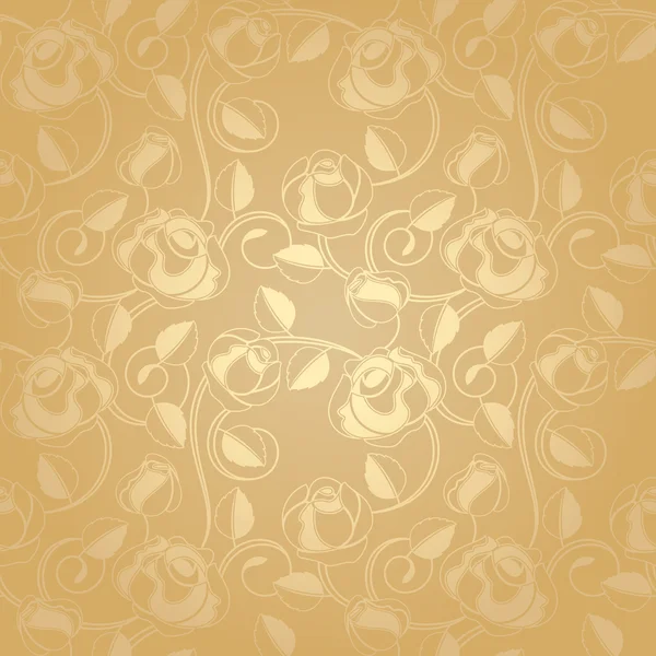Naadloze patroon - floral achtergrond, goud — Stockvector