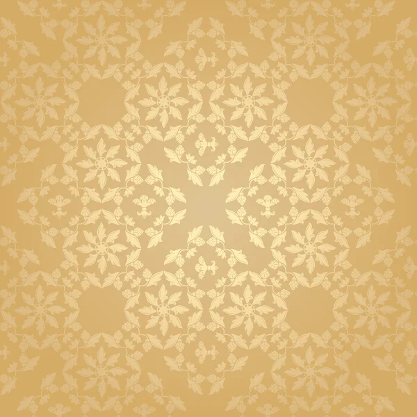 Nahtloses Muster, floraler Hintergrund, Gold — Stockvektor