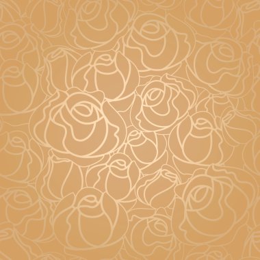 Seamless roses pattern, gold clipart