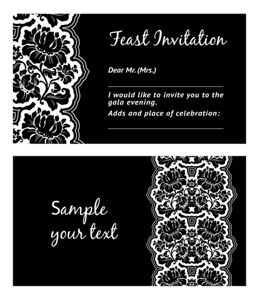Dentelle fleurie, carte de vœux, espace pour votre texte, vecteur — Image vectorielle