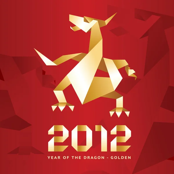 stock vector Origami Dragon, 2012 Year - Red