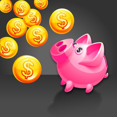 Piggy bank illustration. Vector icon. Pink. 10 EPS vector. clipart