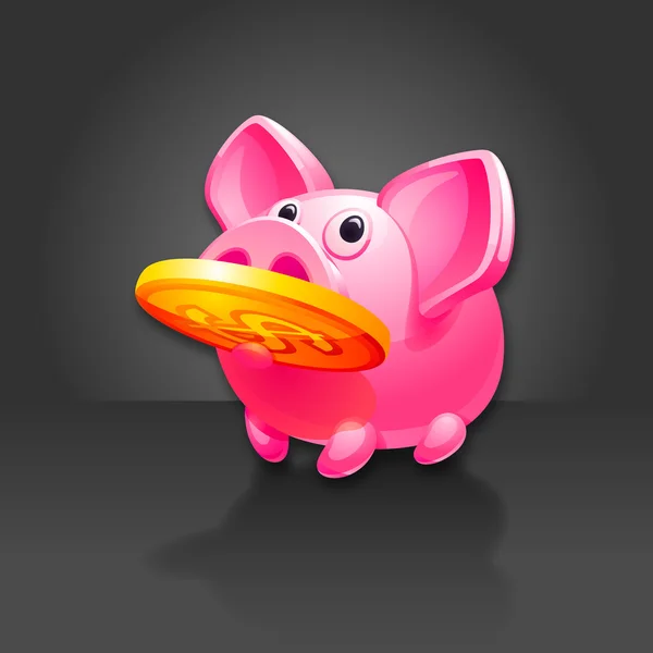 Piggy Bank ha trovato dei soldi. Fondo nero . — Vettoriale Stock