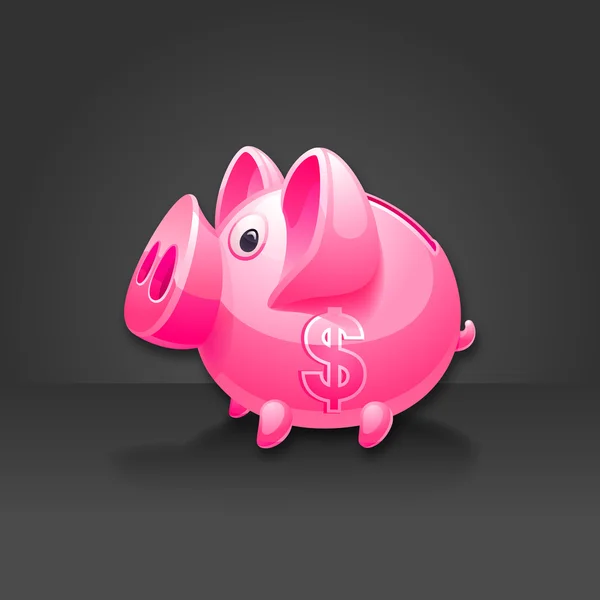 Roze spaarvarken met dollarteken. 10 EPS-vector. — Stockvector