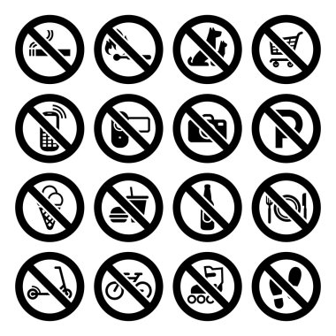 Set prohibited symbols, shop black signs clipart