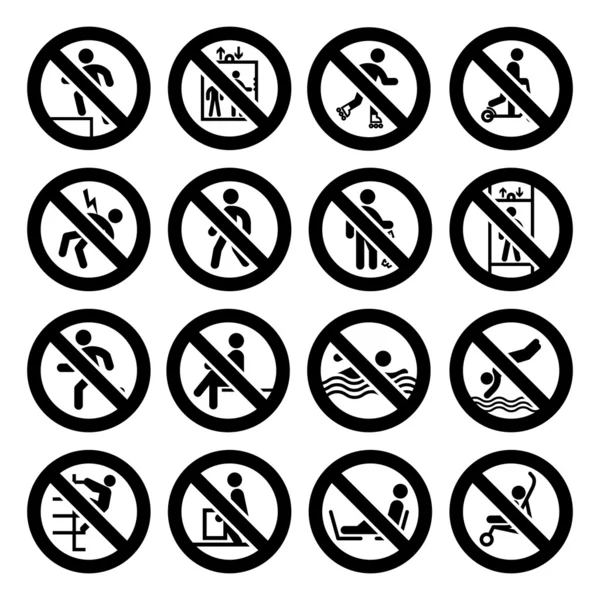 Prohibited black signs vector — Stock Vector