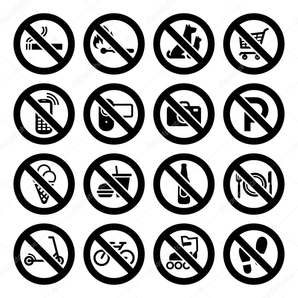 Set prohibited symbols, shop black signs