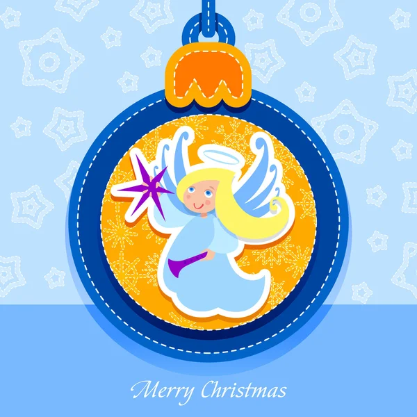 Karácsonyi bál, képeslap, angyal — Stock Vector